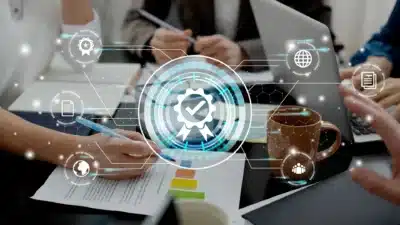 Professional auditor conducting quality management system audit