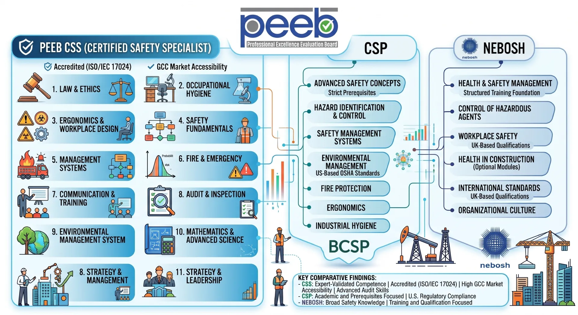 Comparison of Certified Safety Specialist domains vs other HSE certifications