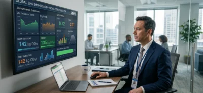An environmental health & safety executive evaluating corporate risk metrics and compliance data
